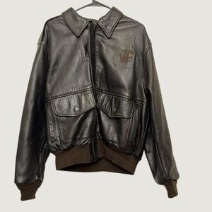 Vintage‎ Winston Leather Flight Jacket Mens Large Brown A-2 Bomber Made in USA